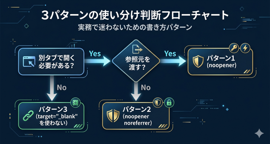 3パターンの使い分け判断フローチャート