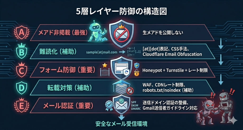 5レイヤーの多層防御構造図