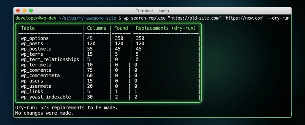 dry-runの実行結果
