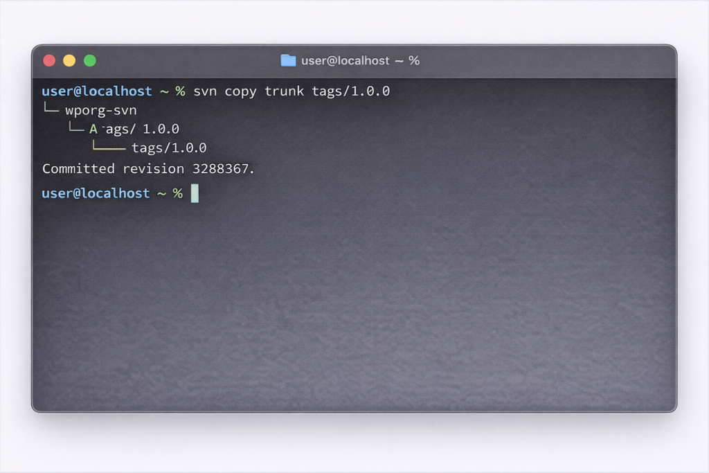 svn copy（tag作成）の実行結果