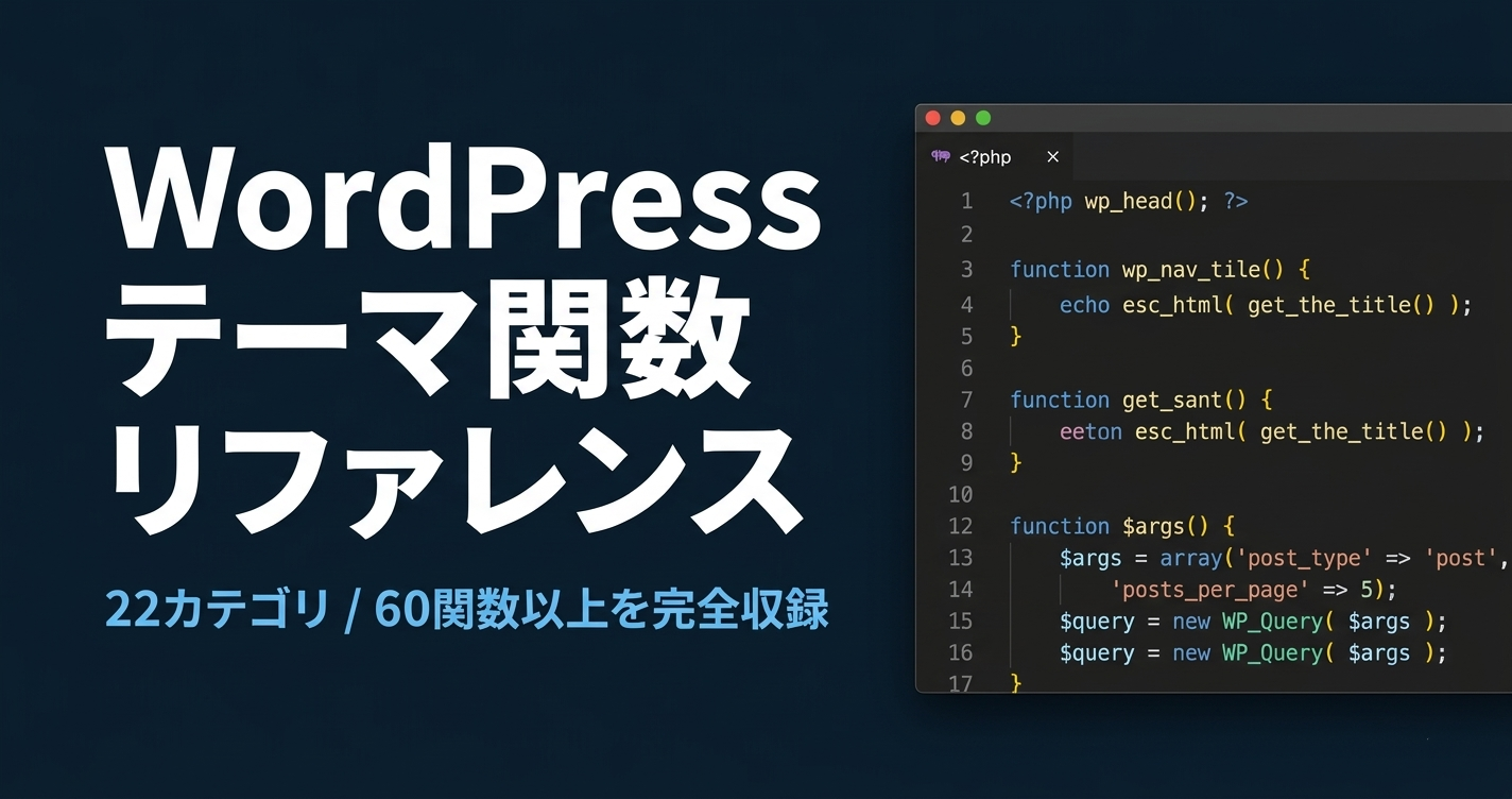 WordPress関数一覧まとめ【Part1】テーマ制作者向け完全ガイド｜ループ・テンプレタグ・画像・ナビゲーション