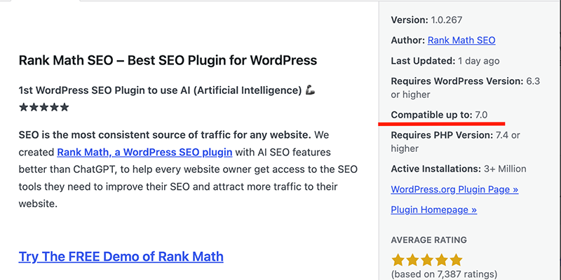 プラグインページの右カラム