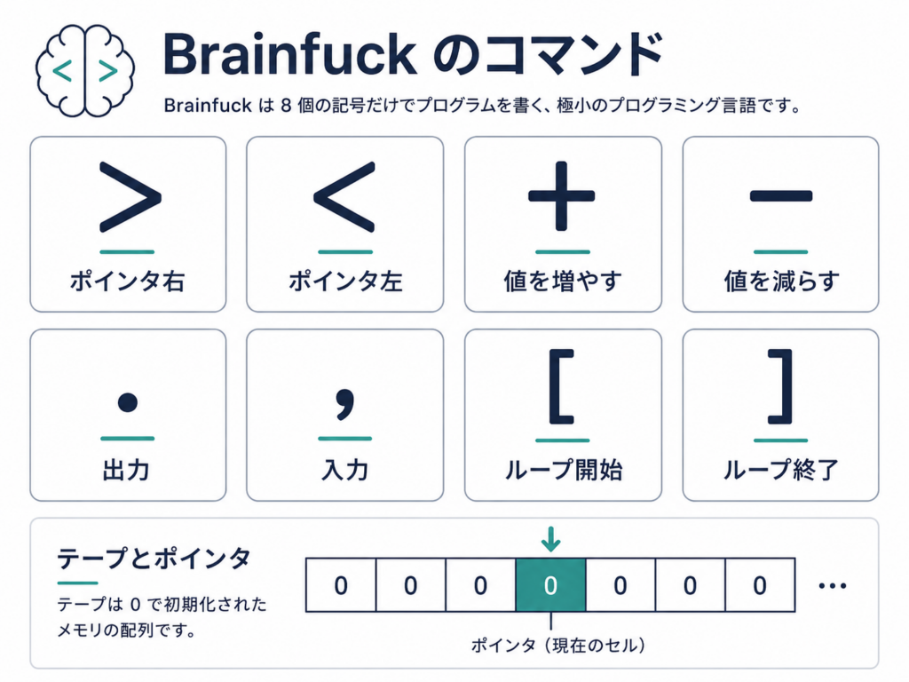 Brainfuckの8命令とテープ