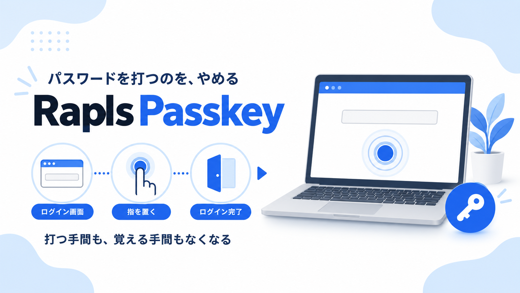 WordPress の管理画面にパスキーでログインすることを表したアイキャッチ